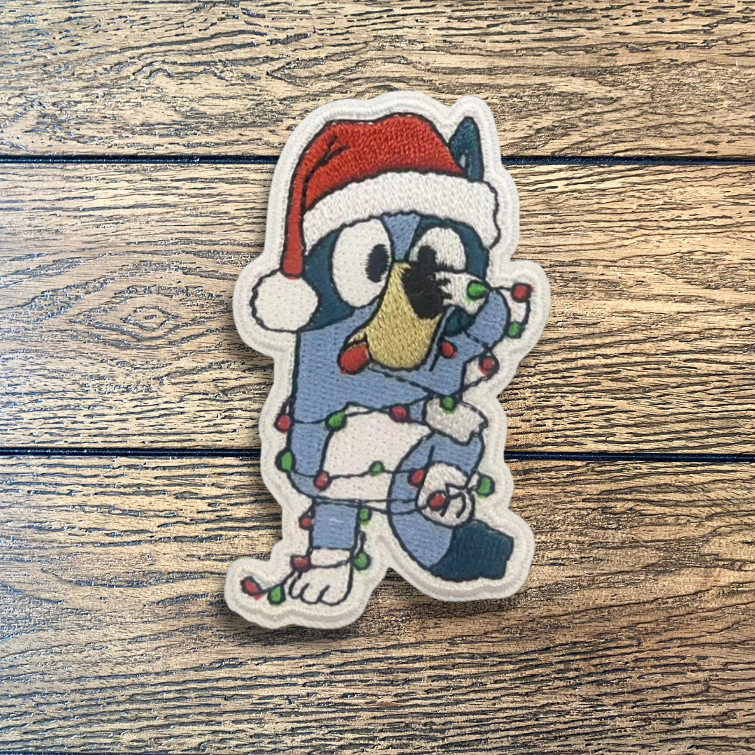 Blue Doggie Christmas Patch