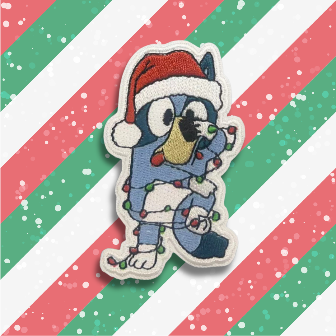 Blue Doggie Christmas Patch