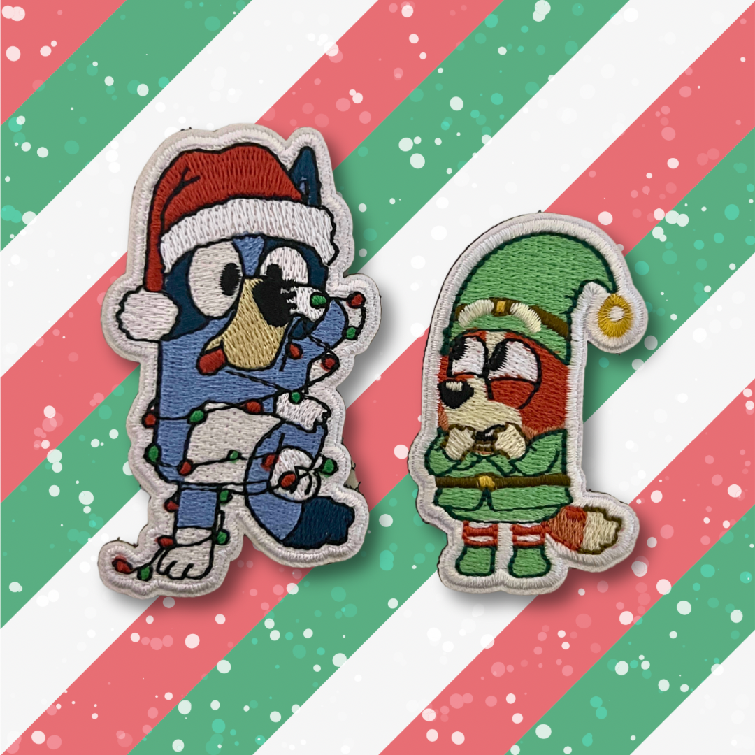 Blue Doggie Christmas Patch