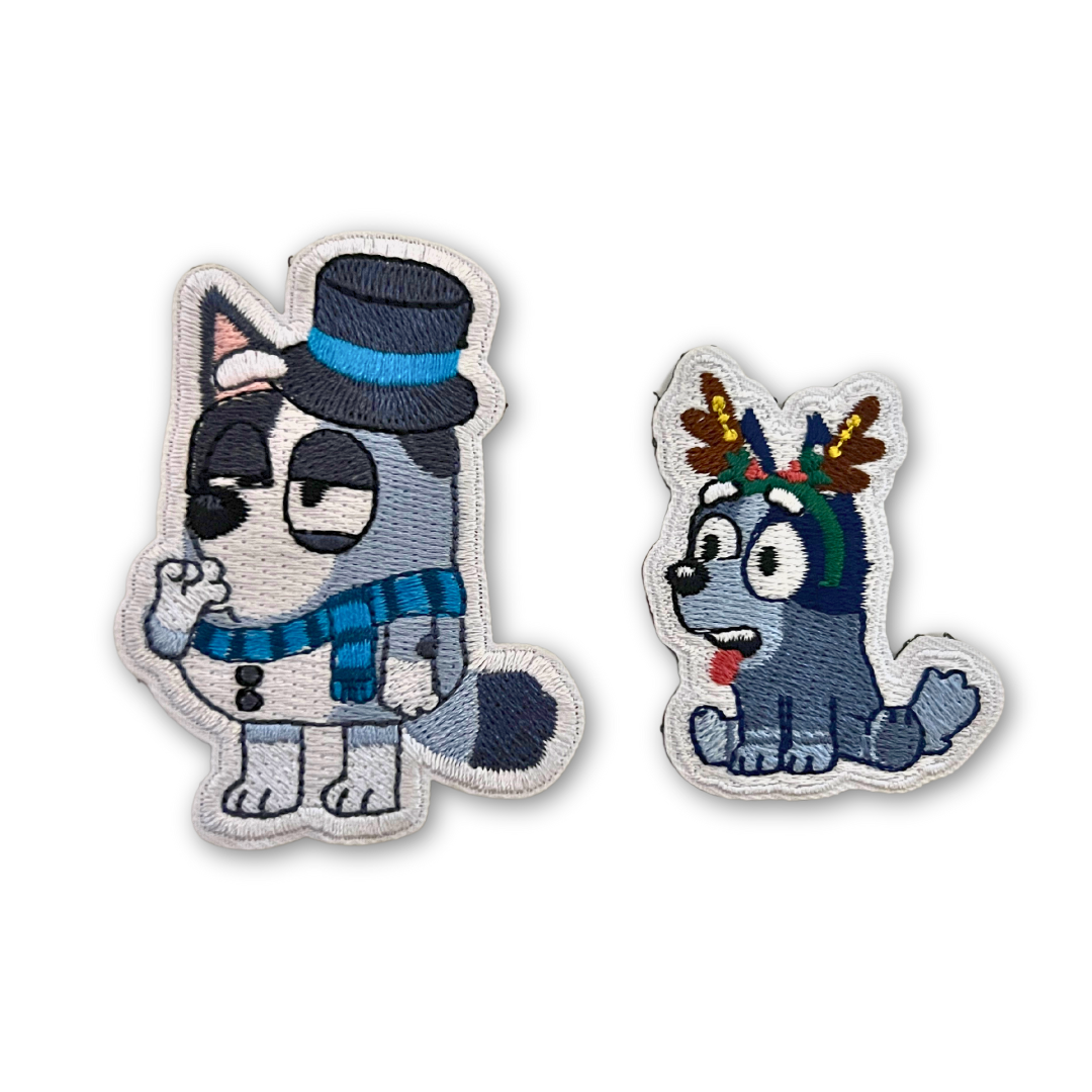 Muffin Snowman & Socks Reindeer Embroidered Patches