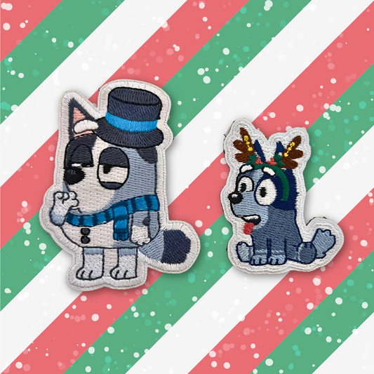 Muffin Snowman & Socks Reindeer Embroidered Patches