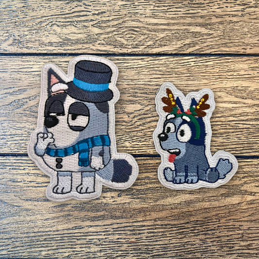 Muffin Snowman & Socks Reindeer Embroidered Patches