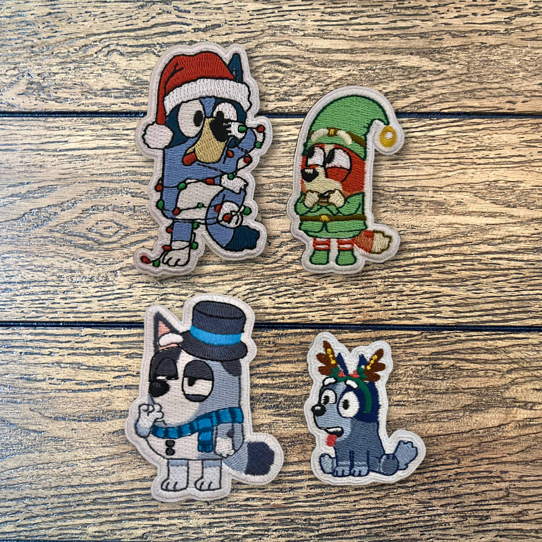 Blue Doggie Full Christmas Characters Patch Set