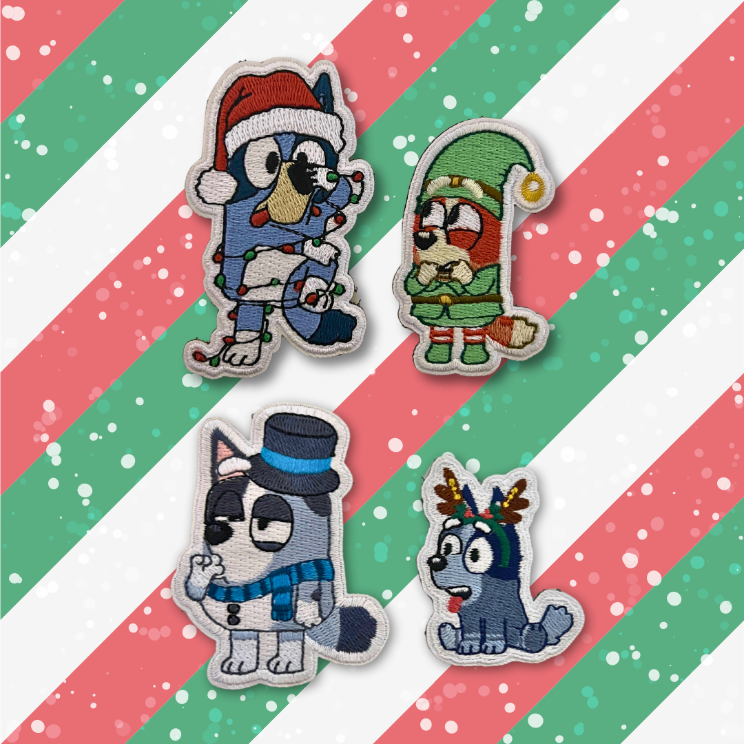 Blue Doggie Full Christmas Characters Patch Set